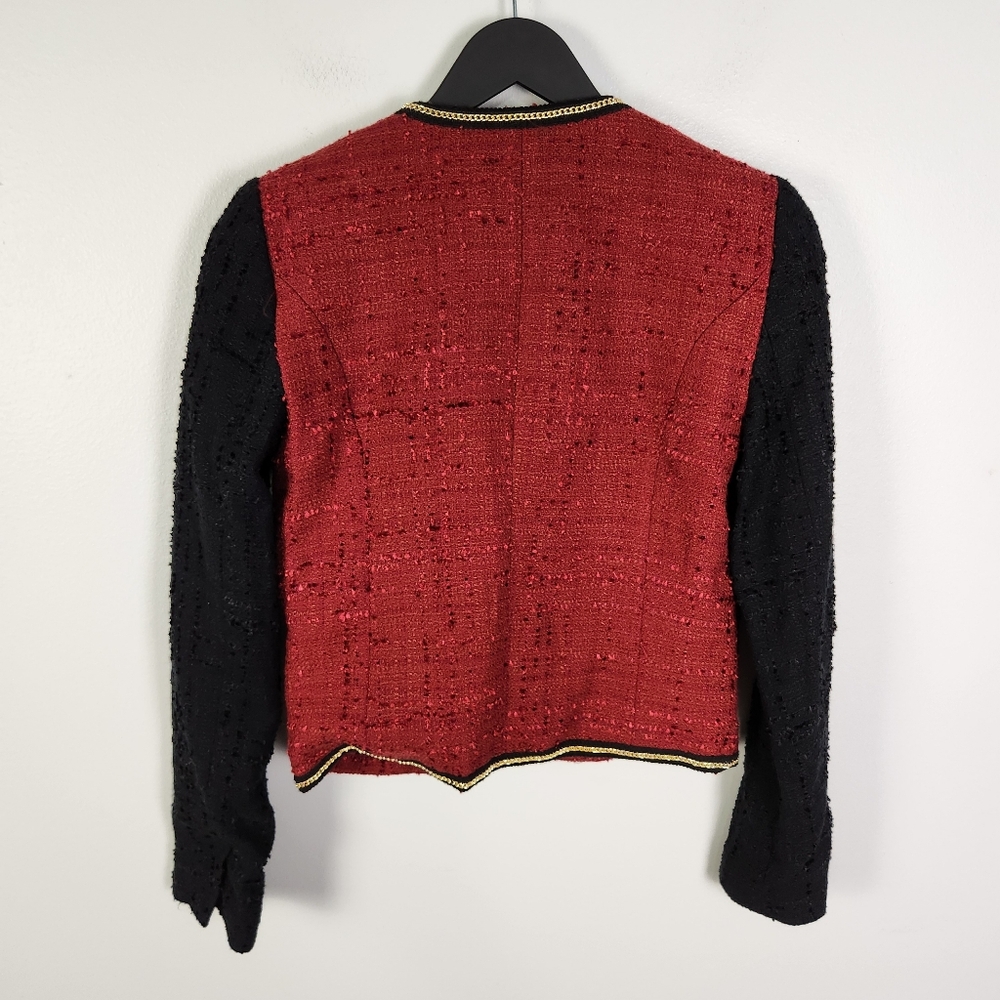 EUC Mango MNG x Kate Moss Boucle Cropped Blazer/Jacket Chain Detail Size XS #708 - Picture 6 of 10